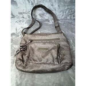 Stone Mountain USA  Gray Crossbody Bag with Detailed Embossing Floral Pattern